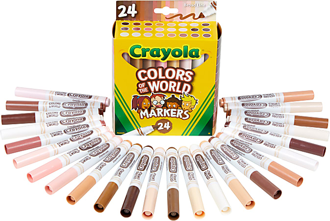 Crayola Colors Of The World Wet Erase Markers Broad Point White Barrel  Assorted Ink Pack Of 24 Markers - Office Depot